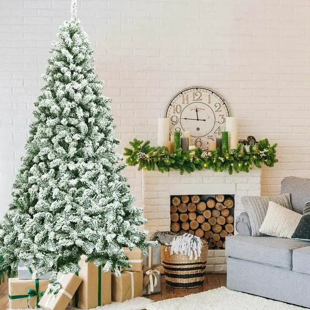 Alt view image 2 of 7 - SlickBlue 7.5 Feet Snow Flocked Artificial Christmas Tree Hinged with 1346 Tip and Foldable Base