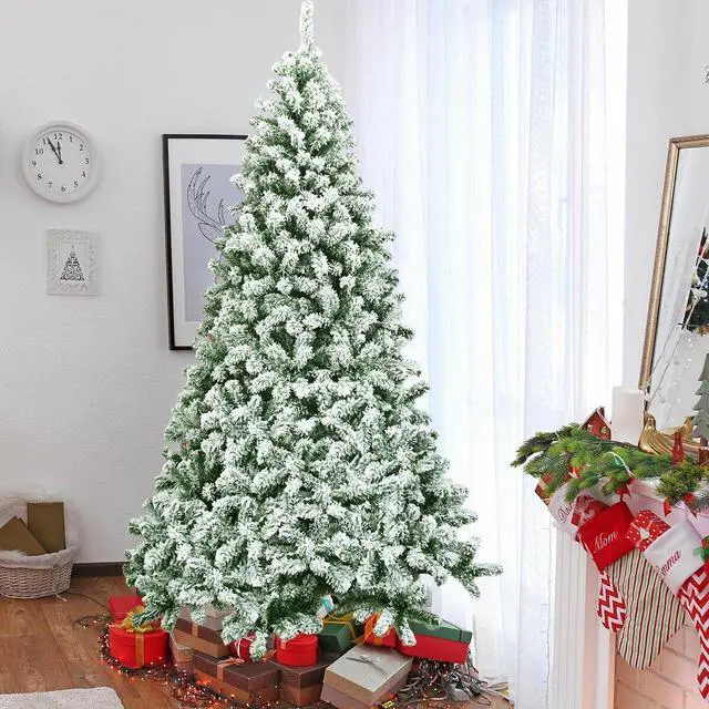 Alt view image 3 of 7 - SlickBlue 7.5 Feet Snow Flocked Artificial Christmas Tree Hinged with 1346 Tip and Foldable Base