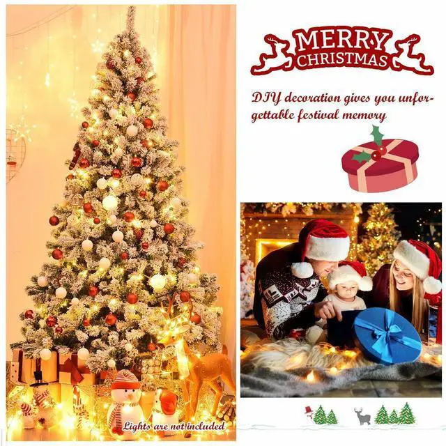 Alt view image 6 of 7 - SlickBlue 7.5 Feet Snow Flocked Artificial Christmas Tree Hinged with 1346 Tip and Foldable Base