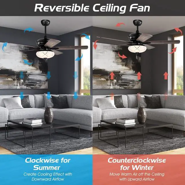 Alt view image 3 of 7 - SlickBlue 52 Inch Ceiling Fan with 3 Wind Speeds and 5 Reversible Blades
