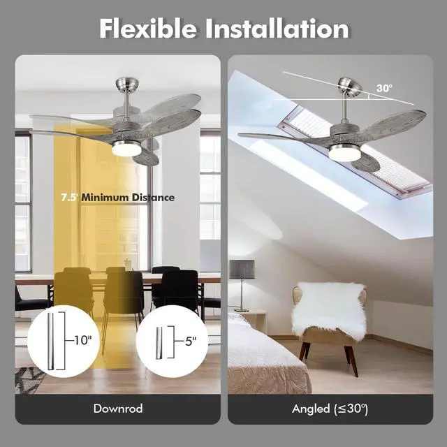 Alt view image 5 of 7 - SlickBlue 48 Inch Wood Ceiling Fan with LED Lights and 6 Speed Levels