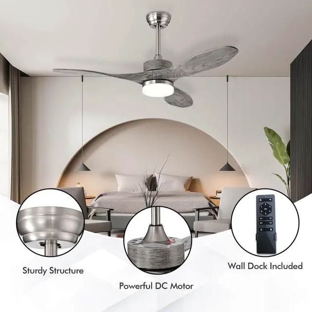 Alt view image 7 of 7 - SlickBlue 48 Inch Wood Ceiling Fan with LED Lights and 6 Speed Levels