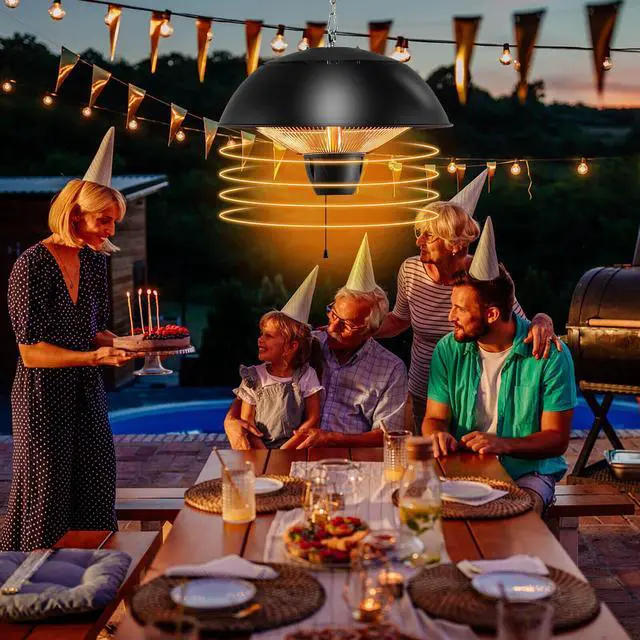 Alt view image 3 of 7 - SlickBlue 1500W Electric Patio Heater with IPX4 Waterproof