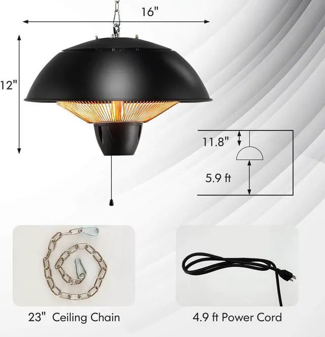 Alt view image 4 of 7 - SlickBlue 1500W Electric Patio Heater with IPX4 Waterproof