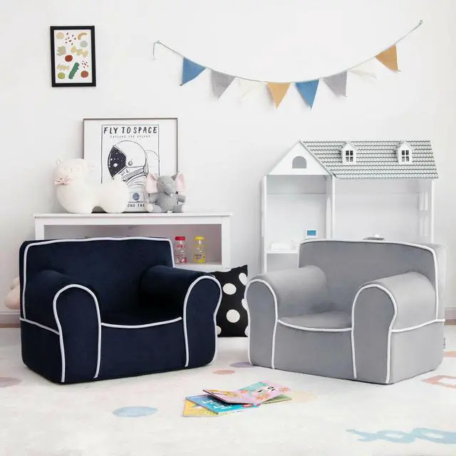 Alt view image 3 of 7 - SlickBlue Upholstered Kids Sofa with Velvet Fabric and High-Quality Sponge