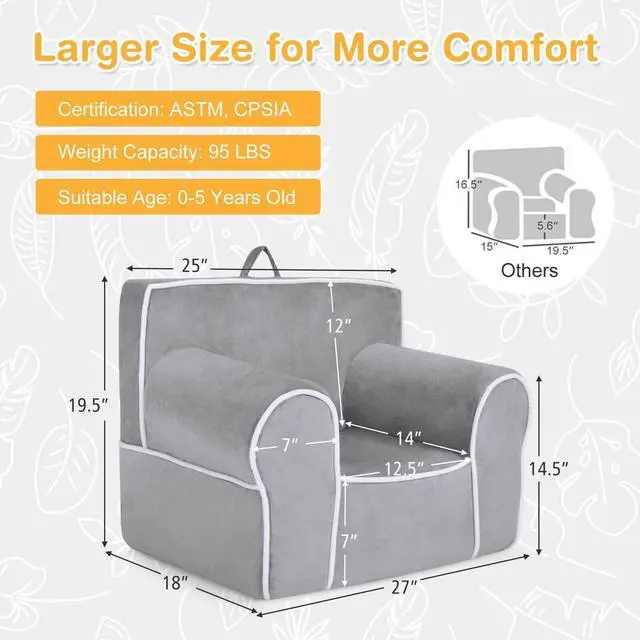 Alt view image 5 of 7 - SlickBlue Upholstered Kids Sofa with Velvet Fabric and High-Quality Sponge