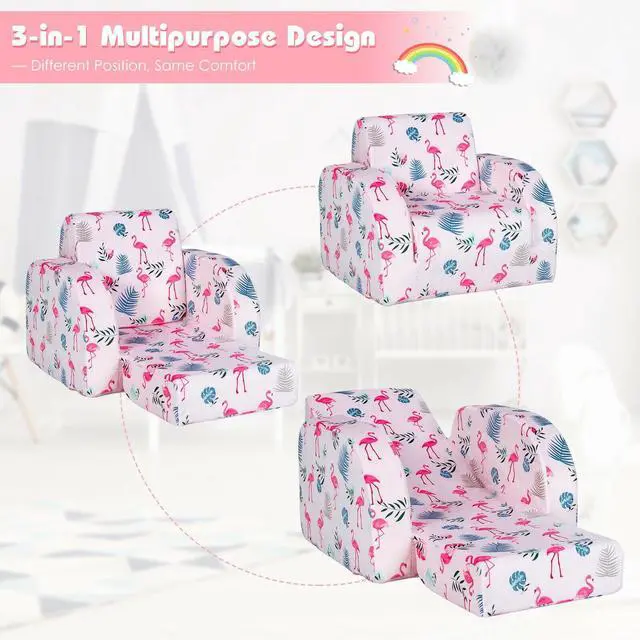 Alt view image 5 of 7 - SlickBlue 3-in-1 Convertible Kid Sofa Bed Flip-Out Chair Lounger for Toddler