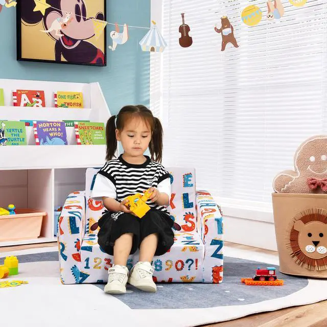 Alt view image 2 of 7 - SlickBlue 2-in-1 Convertible Kids Sofa with Velvet Fabric