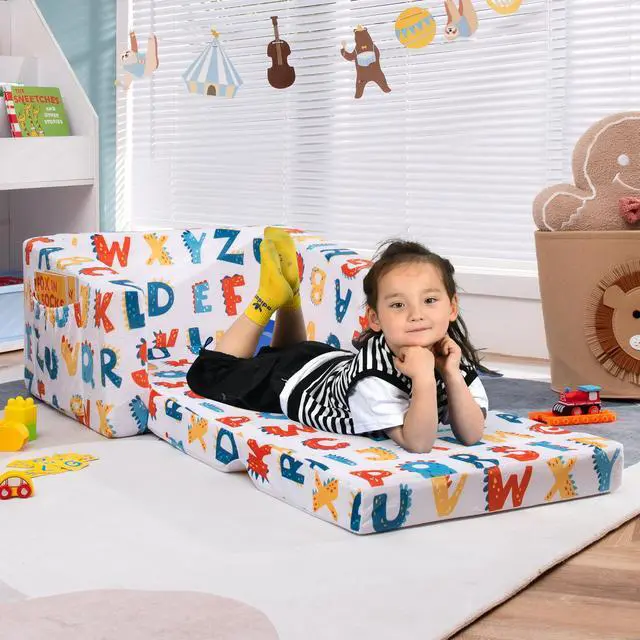 Alt view image 3 of 7 - SlickBlue 2-in-1 Convertible Kids Sofa with Velvet Fabric