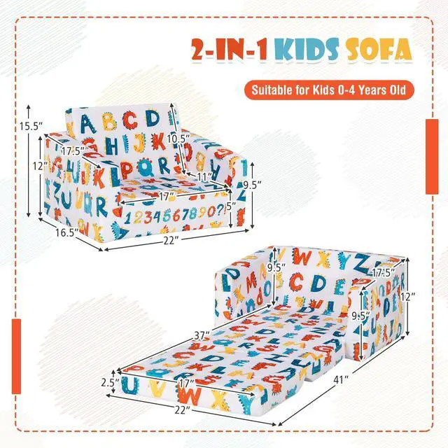 Alt view image 4 of 7 - SlickBlue 2-in-1 Convertible Kids Sofa with Velvet Fabric
