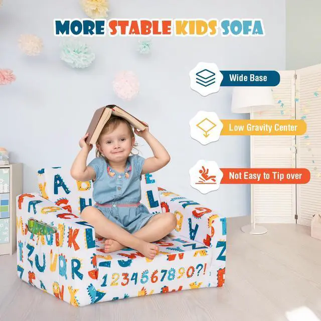 Alt view image 5 of 7 - SlickBlue 2-in-1 Convertible Kids Sofa with Velvet Fabric