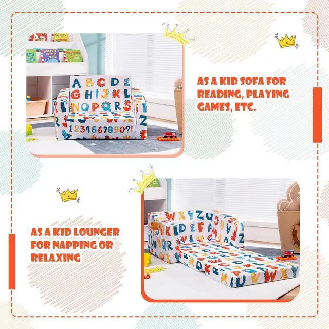 Alt view image 6 of 7 - SlickBlue 2-in-1 Convertible Kids Sofa with Velvet Fabric