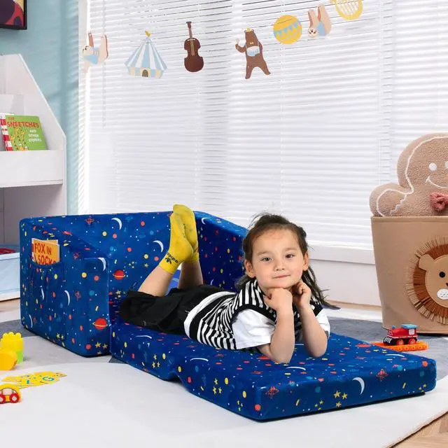 Alt view image 3 of 7 - SlickBlue 2-in-1 Convertible Kids Sofa with Velvet Fabric