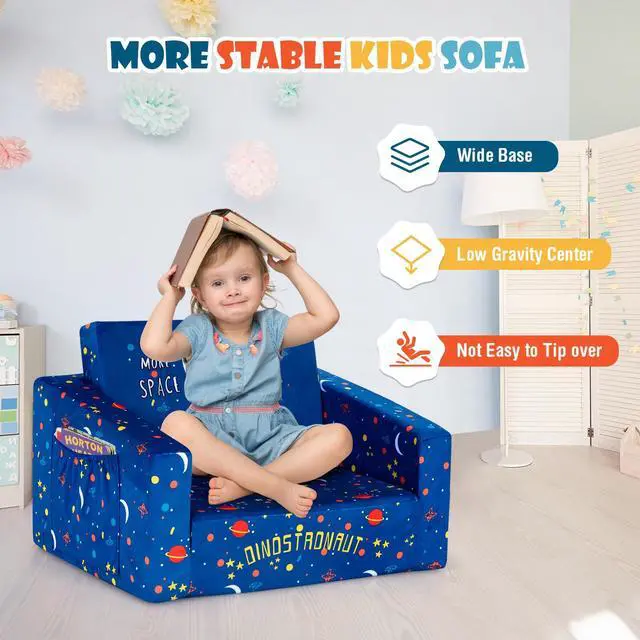 Alt view image 5 of 7 - SlickBlue 2-in-1 Convertible Kids Sofa with Velvet Fabric