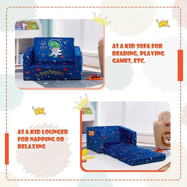 Alt view image 6 of 7 - SlickBlue 2-in-1 Convertible Kids Sofa with Velvet Fabric