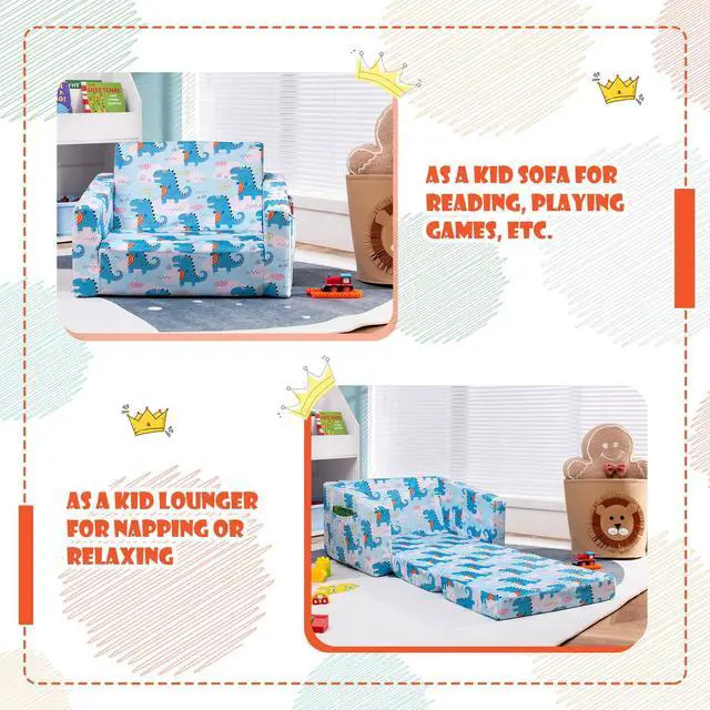 Alt view image 6 of 7 - SlickBlue 2-in-1 Convertible Kids Sofa with Velvet Fabric