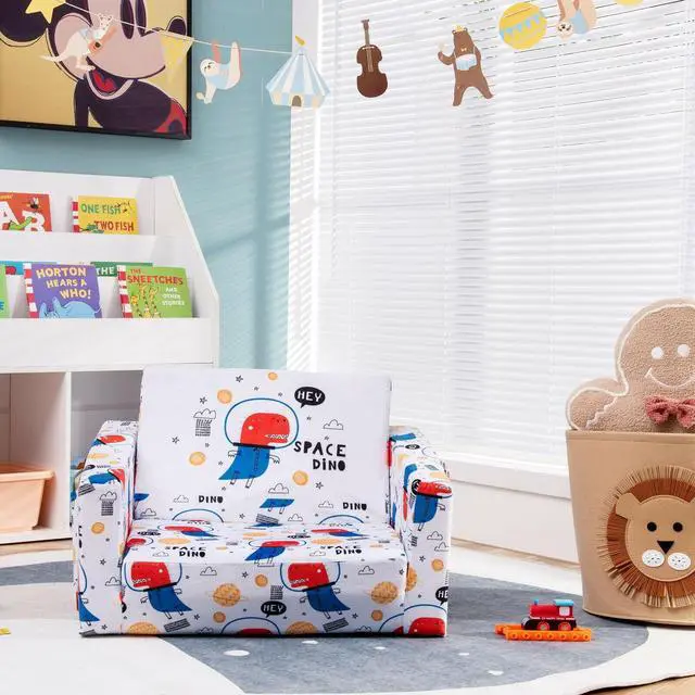 Alt view image 2 of 7 - SlickBlue 2-in-1 Convertible Kids Sofa with Velvet Fabric