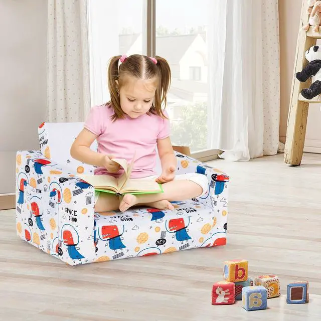 Alt view image 6 of 7 - SlickBlue 2-in-1 Convertible Kids Sofa with Velvet Fabric