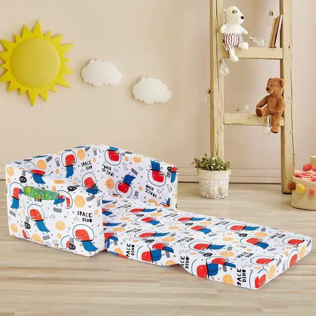 Alt view image 7 of 7 - SlickBlue 2-in-1 Convertible Kids Sofa with Velvet Fabric