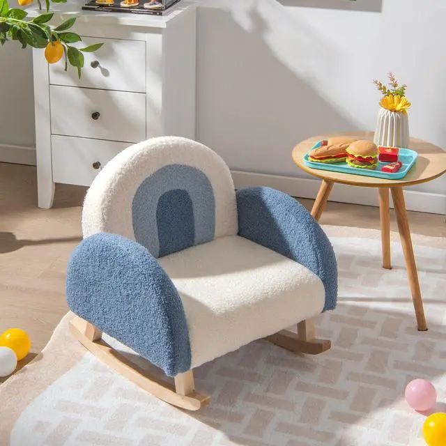 Alt view image 2 of 7 - SlickBlue Kids Rocking Chair Children Velvet Upholstered Sofa with Solid Wood Legs