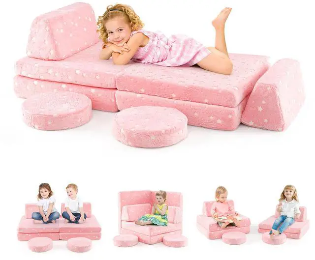 Alt view image 3 of 7 - SlickBlue Modular Kids Play Couch Set Glow in the Dark with Portable Handles