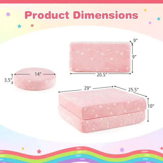 Alt view image 4 of 7 - SlickBlue Modular Kids Play Couch Set Glow in the Dark with Portable Handles