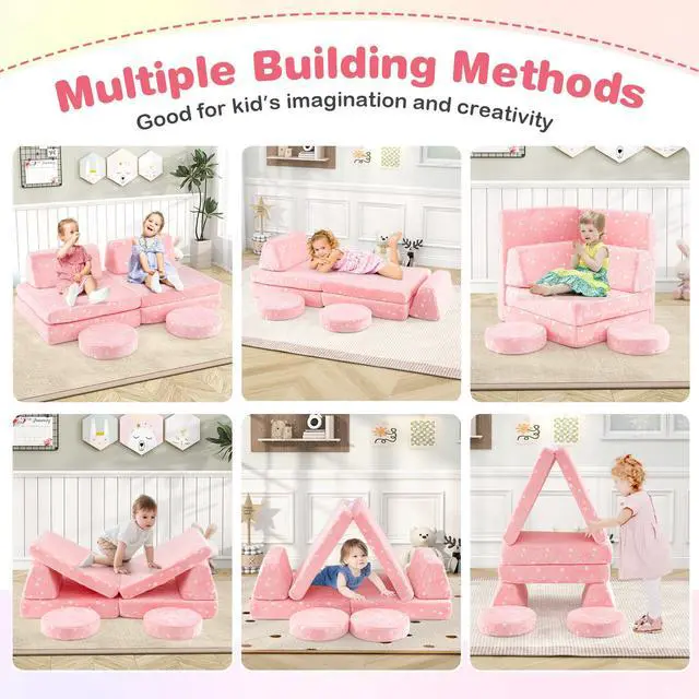 Alt view image 7 of 7 - SlickBlue Modular Kids Play Couch Set Glow in the Dark with Portable Handles