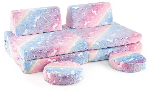 Main image of SlickBlue Modular Kids Play Couch Set Glow in the Dark with Portable Handles