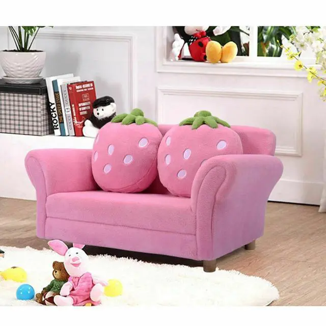 Alt view image 4 of 7 - SlickBlue Kids Strawberry Armrest Chair Sofa with 2 Cute Strawberry Pillows-Pink