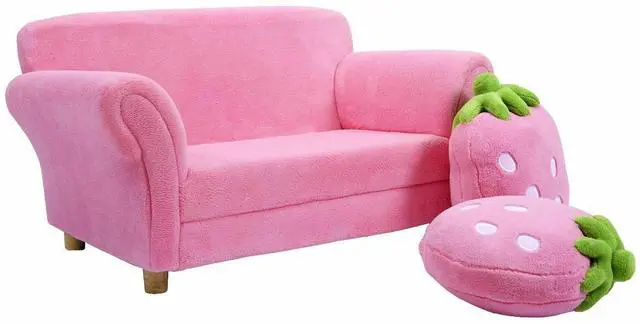 Alt view image 6 of 7 - SlickBlue Kids Strawberry Armrest Chair Sofa with 2 Cute Strawberry Pillows-Pink