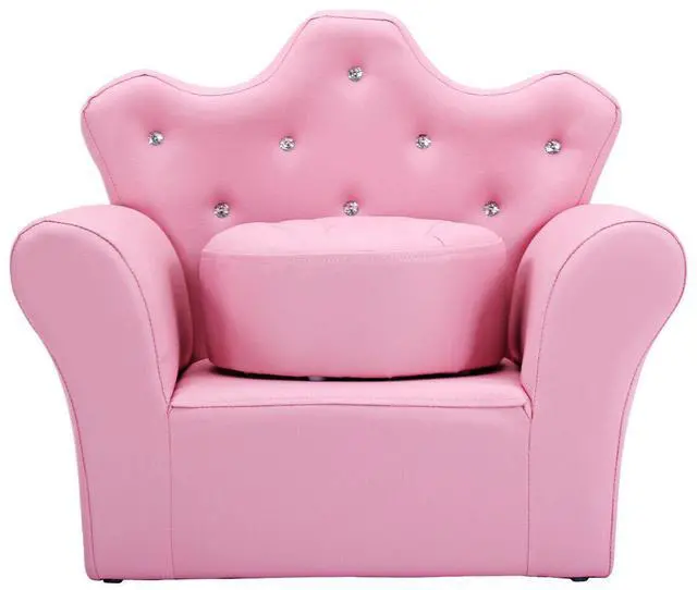 Alt view image 7 of 7 - Children Upholstered Princess Sofa with Ottoman and Diamond Decoration for Boys and Girls