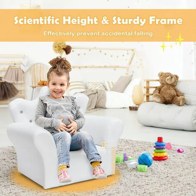 Alt view image 3 of 7 - Children Upholstered Princess Sofa with Ottoman and Diamond Decoration for Boys and Girls