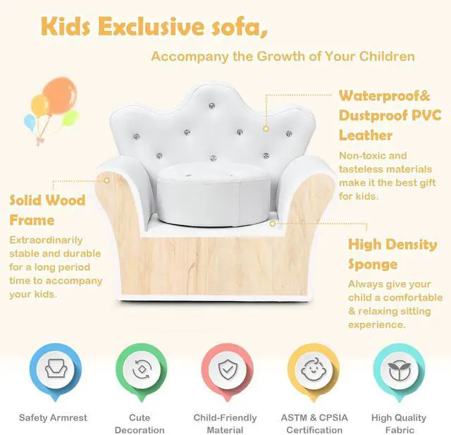 Alt view image 7 of 7 - Children Upholstered Princess Sofa with Ottoman and Diamond Decoration for Boys and Girls