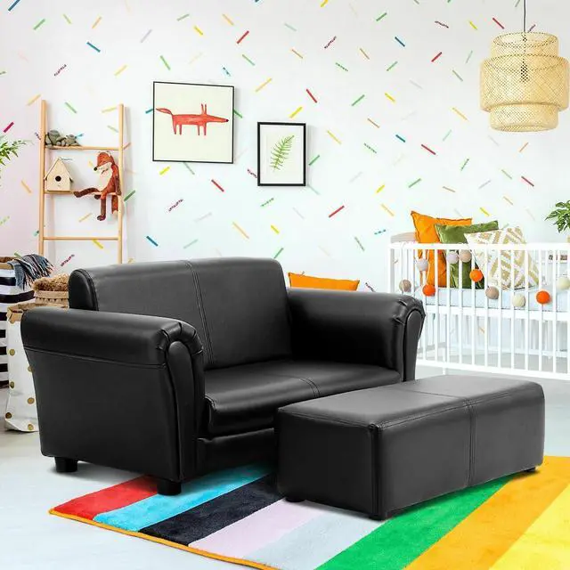 Alt view image 2 of 7 - SlickBlue  Soft Kids Double Sofa with Ottoman