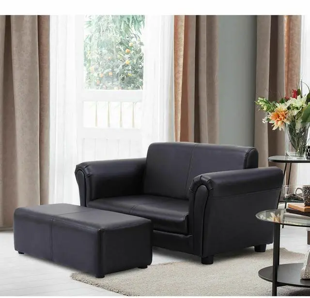 Alt view image 3 of 7 - SlickBlue  Soft Kids Double Sofa with Ottoman