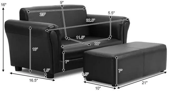 Alt view image 4 of 7 - SlickBlue  Soft Kids Double Sofa with Ottoman