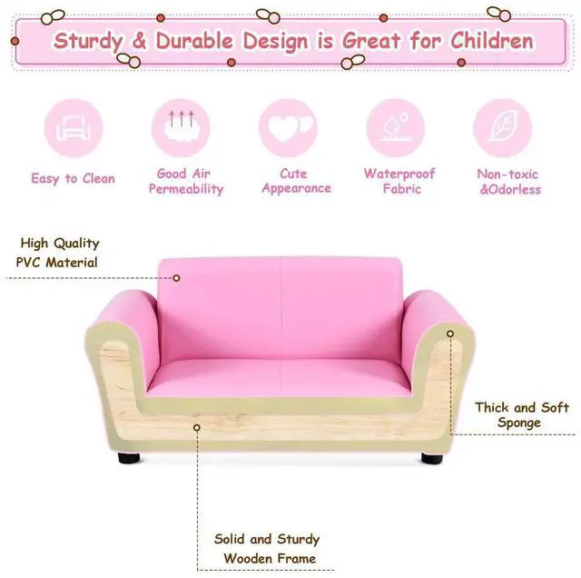 Alt view image 5 of 7 - SlickBlue  Soft Kids Double Sofa with Ottoman