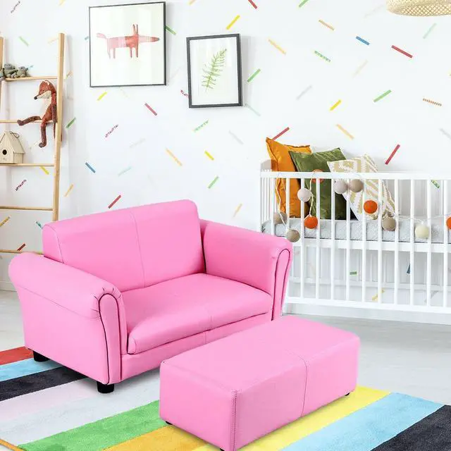 Alt view image 7 of 7 - SlickBlue  Soft Kids Double Sofa with Ottoman