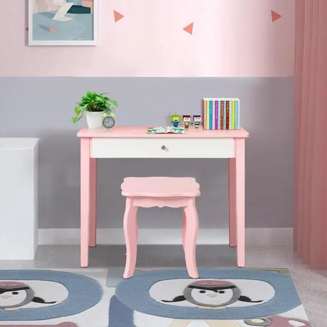 Alt view image 7 of 7 - SlickBlue Kids Princess Make Up Dressing Table with Tri-folding Mirror and Chair