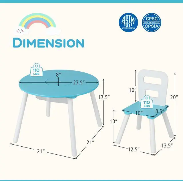 Alt view image 4 of 6 - SlickBlue Wood Activity Kids Table and Chair Set with Center Mesh Storage