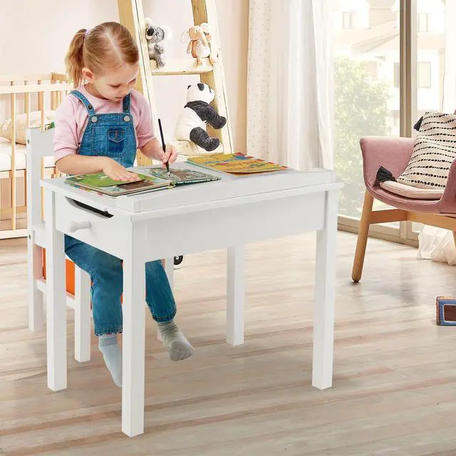 Alt view image 5 of 7 - SlickBlue Wood Activity Kids Table and Chair Set with Storage Space