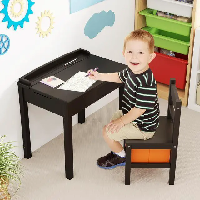 Alt view image 3 of 7 - SlickBlue Wood Activity Kids Table and Chair Set with Storage Space