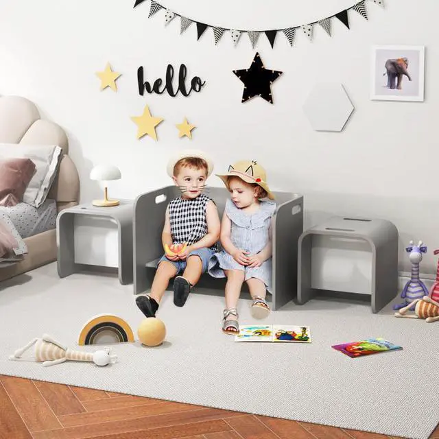 Alt view image 2 of 7 - SlickBlue 3 Pieces Kids Wooden Table and Chair Set