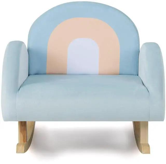 Alt view image 4 of 7 - SlickBlue Toddler Rocking Chair with Solid Rubber Wood Frame Soft Velvet Cover