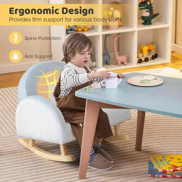 Alt view image 7 of 7 - SlickBlue Toddler Rocking Chair with Solid Rubber Wood Frame Soft Velvet Cover