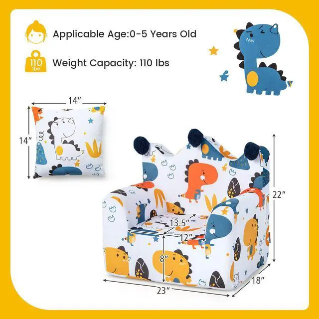 Alt view image 5 of 7 - SlickBlue High-density Padding Kids Sofa with Armrest and Extra Pilow