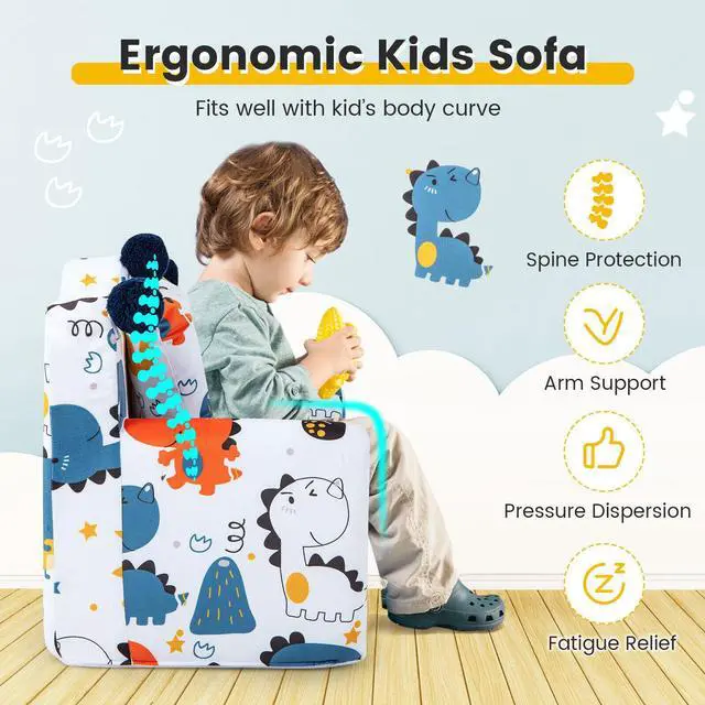 Alt view image 6 of 7 - SlickBlue High-density Padding Kids Sofa with Armrest and Extra Pilow