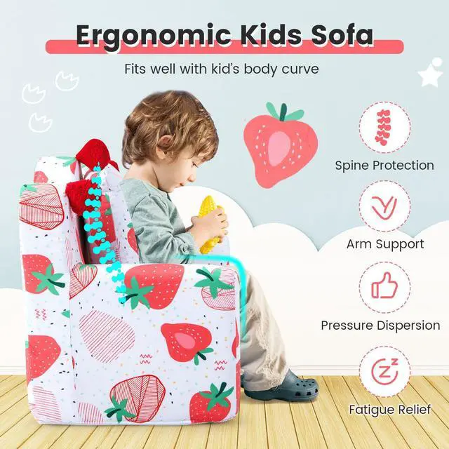 Alt view image 7 of 7 - SlickBlue High-density Padding Kids Sofa with Armrest and Extra Pilow