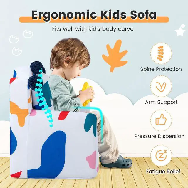 Alt view image 7 of 7 - SlickBlue High-density Padding Kids Sofa with Armrest and Extra Pilow