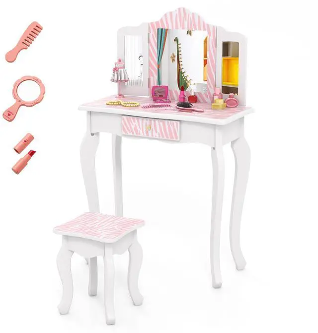 Alt view image 4 of 7 - SlickBlue Kids Vanity Set with Drawer and 3 Makeup Accessories